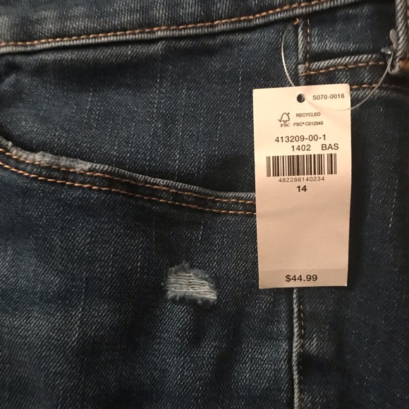 Nwt Old Navy Blue Jeans Mid Rise Pop Icon Skinny Ripped Jeans - Picture 4 of 6